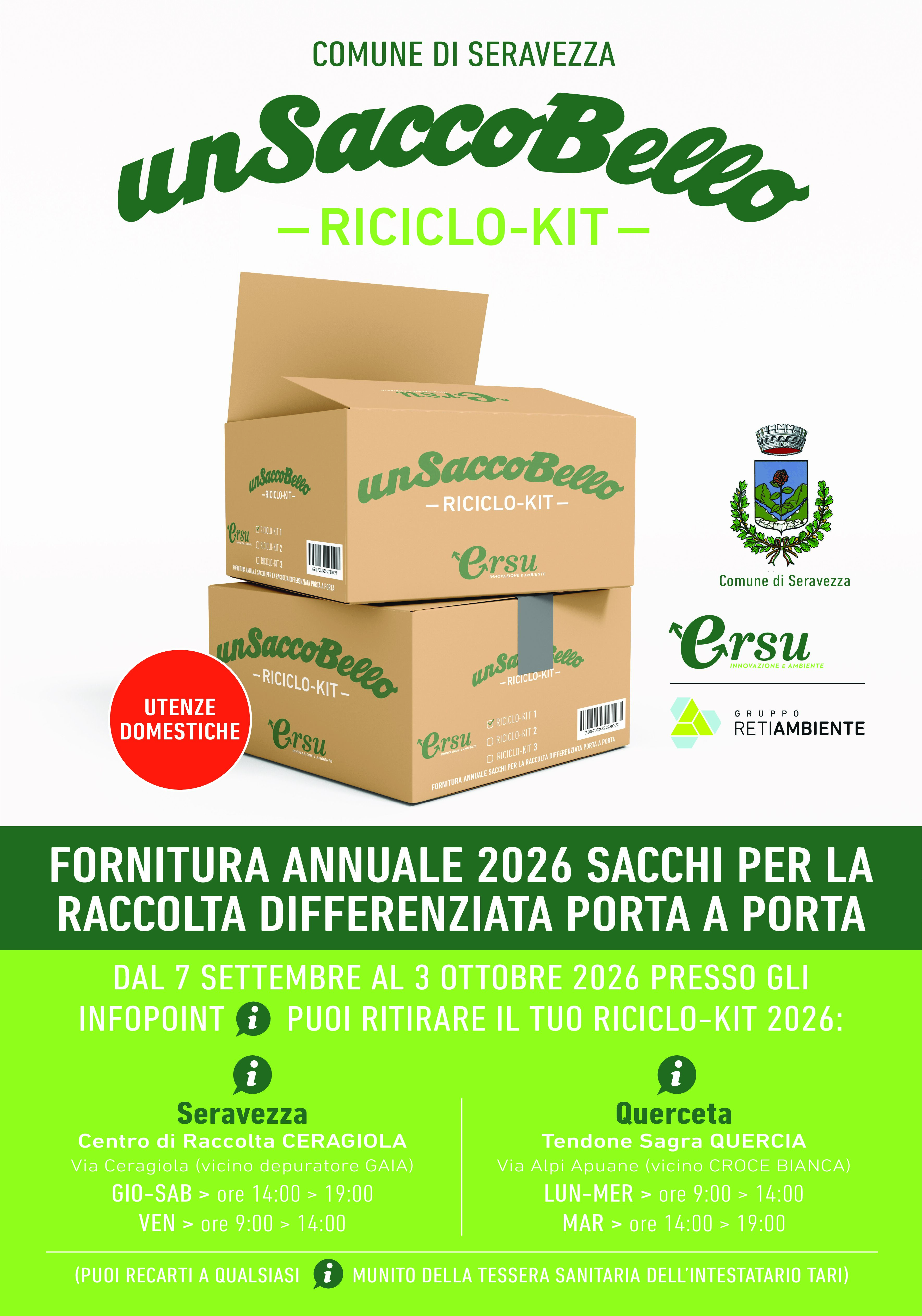 📦Apertura Infopoint ritiro kit annuale dei sacchi – 2026